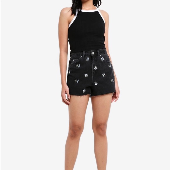 Topshop Pants - Topshop black high-waisted jean shorts